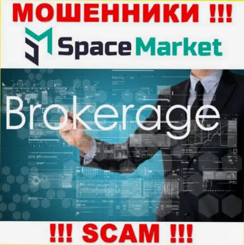 Направление деятельности незаконно действующей организации Space Market - это Брокер