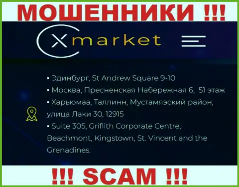 Не взаимодействуйте с XMarket - эти интернет мошенники засели в офшоре по адресу Suite 305, Griflith Corporate Centre, Beachmont, Kingstown, St. Vincent and the Grenadines