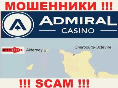 Поскольку Admiral Casino пустили свои корни на территории Alderney, слитые деньги от них не забрать