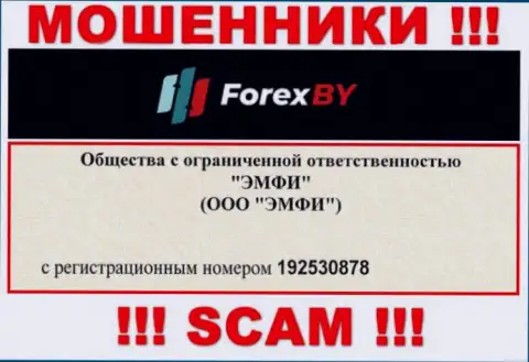 На информационном ресурсе мошенников Forex BY указан именно этот номер регистрации данной организации: 192530878