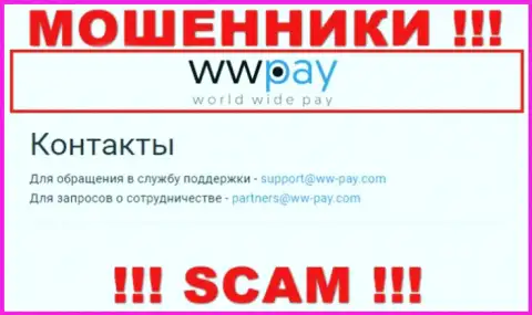 На сайте компании WW-Pay Com приведена электронная почта, писать на которую довольно опасно