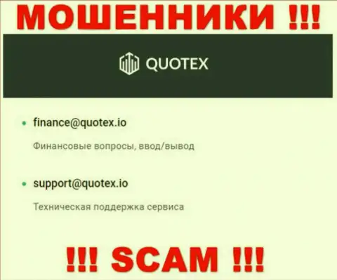Е-майл интернет мошенников Квотекс