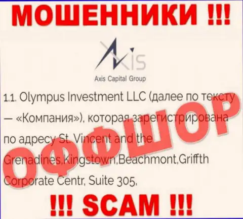 Официальный адрес мошенников Axis Capital Group в оффшоре - Садовническая ул., 14, Москва, 115035, данная инфа расположена у них на официальном информационном сервисе