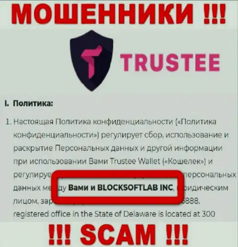 BLOCKSOFTLAB INC управляет организацией Trustee - это РАЗВОДИЛЫ !!!