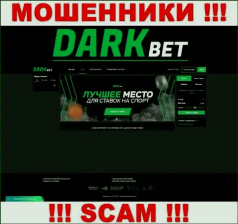 Липовая информация от мошенников Dark Bet на их официальном web-сайте DarkBet Pro