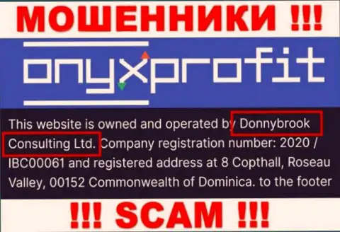 Юридическое лицо организации Оникс Профит - это Donnybrook Consulting Ltd, информация взята с официального web-ресурса