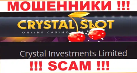 Компания, которая владеет лохотроном CrystalSlot это Кристал Инвестментс Лимитед