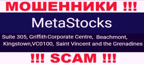 На web-сайте MetaStocks опубликован адрес регистрации этой конторы - Suite 305, Griffith Corporate Centre, Beachmont, Kingstown, VC0100, Saint Vincent and the Grenadines (оффшорная зона)
