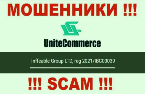 Inffeable Group LTD internet обманщиков Юнит Коммерс было зарегистрировано под этим регистрационным номером - 2021/IBC00039