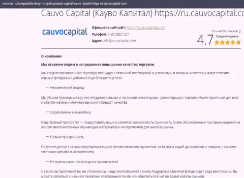 Статья о условиях торговли дилинговой организации CauvoCapital на онлайн-сервисе revocon ru