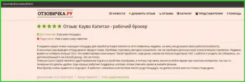 Еще один отзыв о Forex-организации Cauvo Capital на web-сервисе otzovichka ru