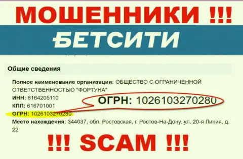 Не взаимодействуйте с организацией BetCity Ru, регистрационный номер (1026103270280) не причина отправлять деньги