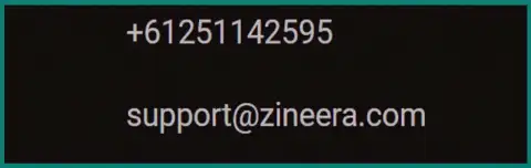 Контактные данные биржевой организации Zinnera