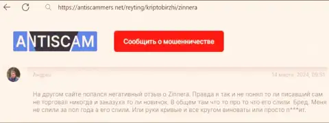 Отзыв с сайта AntiScammers Net о надёжности дилингового центра Зиннера