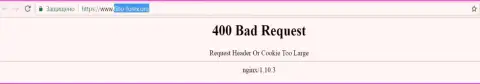 Официальный ресурс биржевого брокера FIBO-forex Org некоторое количество дней заблокирован и показывает - 400 Bad Request (неверный запрос)