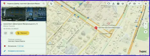 Предоставленный одним из служащих 770 Капитал адрес места нахождения жульнической форекс брокерской компании на Yandex Maps