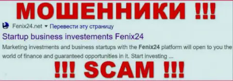 Fenix24 Net - это ВОРЮГИ !!! СКАМ !!!